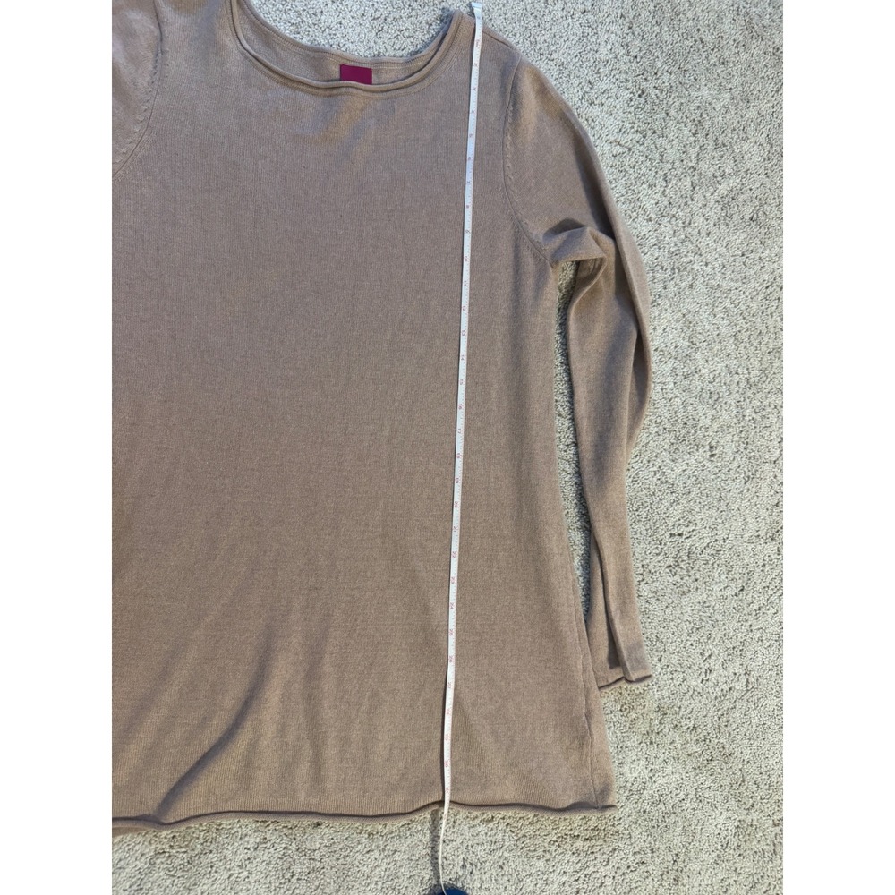 G.I.L.I. Silk Cashmere Blend Boat Neck Tunic Sweater Camel Tan Womens Medium - Picture 6 of 6